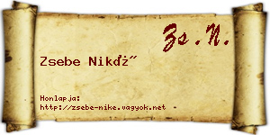 Zsebe Niké névjegykártya